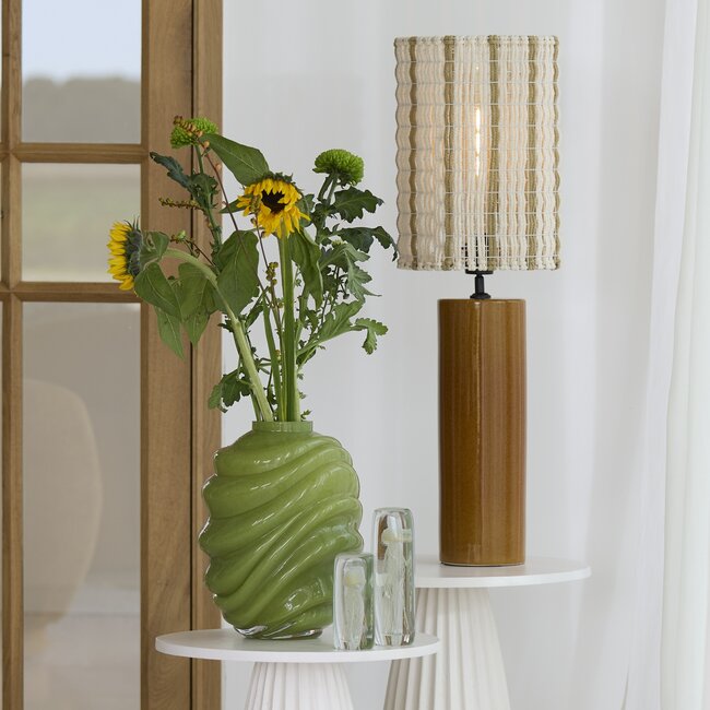 Light en Living Lampenkap 26-26-36,5 cm SIMBELIN crème + olijfgroen