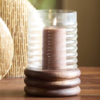 Light en Living Windlicht Ø18x36 cm MALDA mango hout bruin + glas