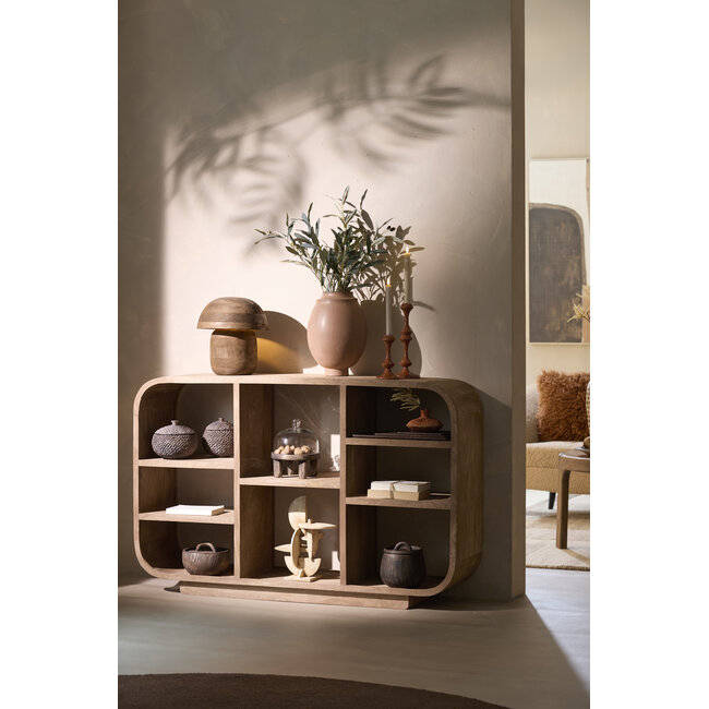 Light en Living Plateau met stolp Ø20,5x24 cm BIA mangohout bruin + glas