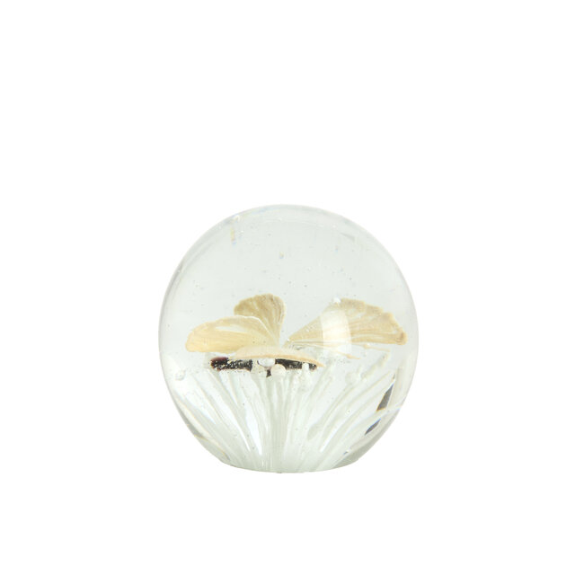 Light en Living Ornament Ø8x8 cm BUTTERFLY glas creme