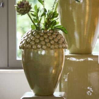 Light en Living Vaas deco Ø32x43,5 cm LOVRO keramiek olijfgroen-bruin