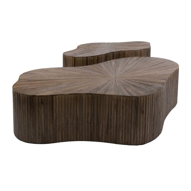 WoonStijl Salontafel Maya Teak XL shamrock set van 2 teak espresso