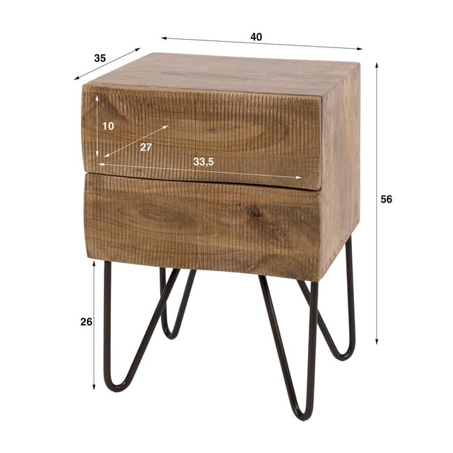 WoonStijl Nachtkastje Ocean 2 lades mango