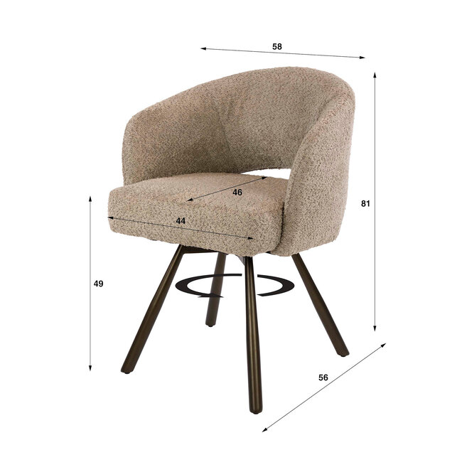 WoonStijl Armstoel Salon Cross draaibaar Cargo zand-bruin