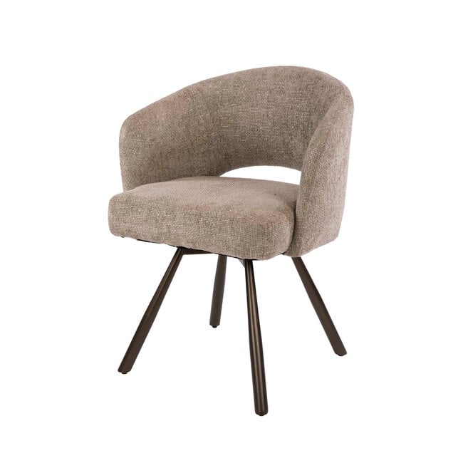 WoonStijl Armstoel Salon Cross draaibaar Boucle zand-bruin