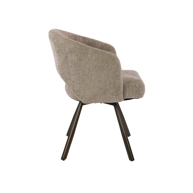 WoonStijl Armstoel Salon Cross draaibaar Boucle zand-bruin