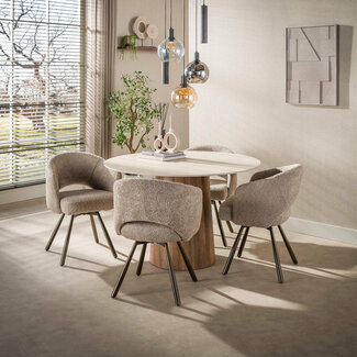 WoonStijl Eettafel Romano Centro rond Ø120cm 3D keramiek travertin
