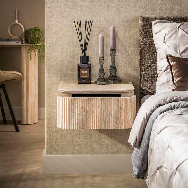 WoonStijl Nachtkastje Romano Arch zwevend 1 lade Keramiek travertin