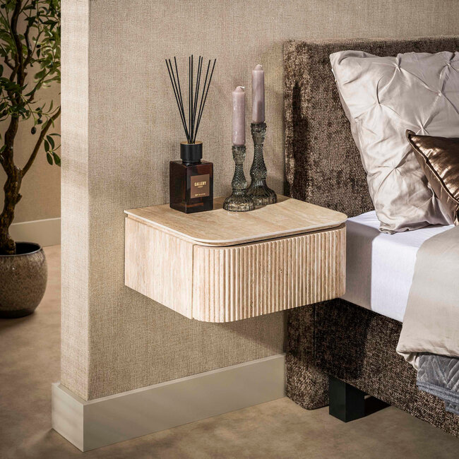 WoonStijl Nachtkastje Romano Arch zwevend 1 lade Keramiek travertin