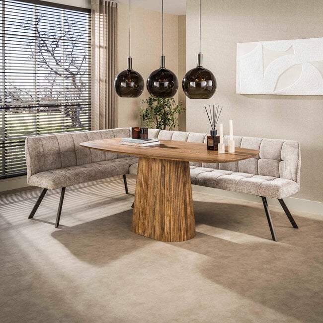 WoonStijl Hoekbank Raster links Hoven zand-bruin