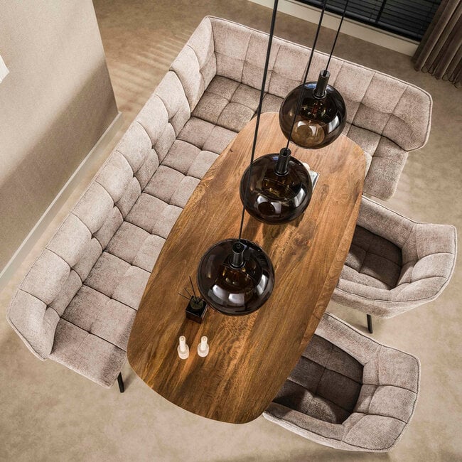 WoonStijl Hoekbank Raster rechts Hoven zand-bruin