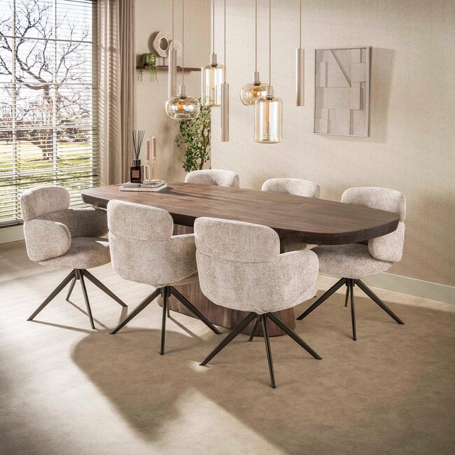 WoonStijl Armstoel Flex draaibaar Hoven zand-bruin