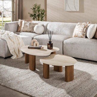 WoonStijl Salontafel Ceramo aperto set van 2  keramiek travertin