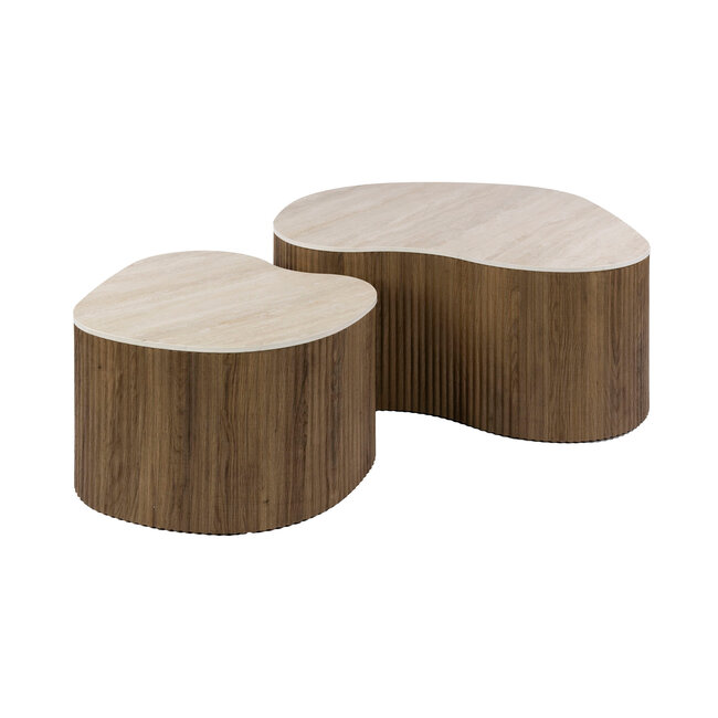WoonStijl Salontafel Ceramo medio set van 2 keramiek travertin
