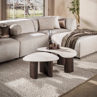 WoonStijl Salontafel Ceramo organisch set van 2 keramiek Taj Mahal