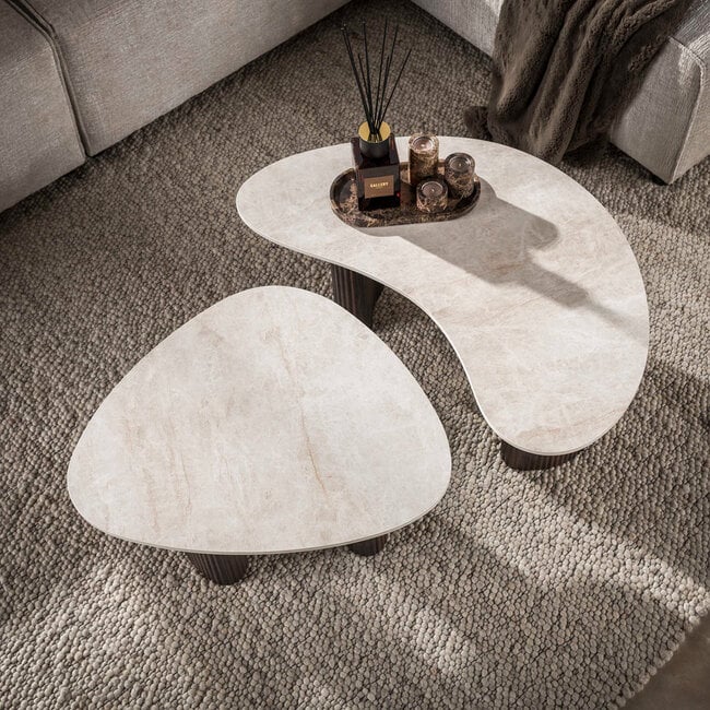 WoonStijl Salontafel Ceramo organisch set van 2 keramiek Taj Mahal