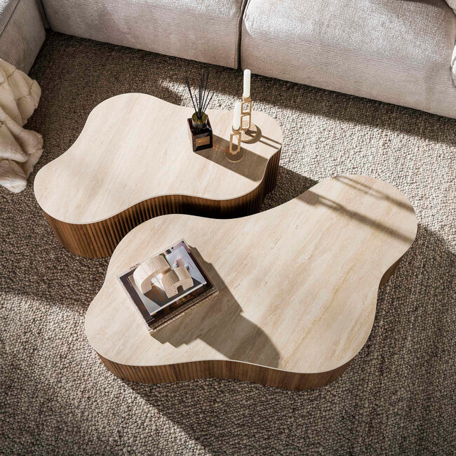 WoonStijl Salontafel Ceramo grande set van 2 Keramiek Travertin
