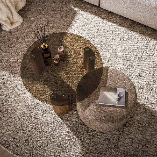 WoonStijl Salontafel Tinto poef set van 2 Brons glas