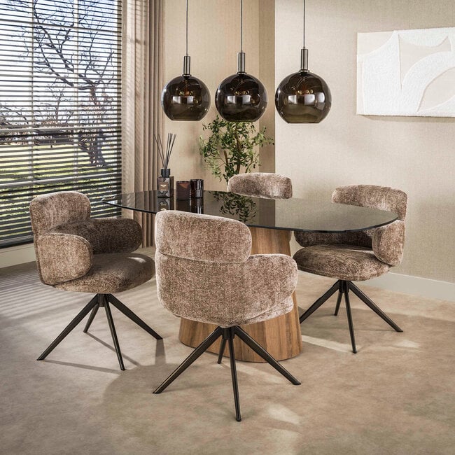 WoonStijl Eettafel Tinto Centro deens ovaal 215 cm  Brons glas