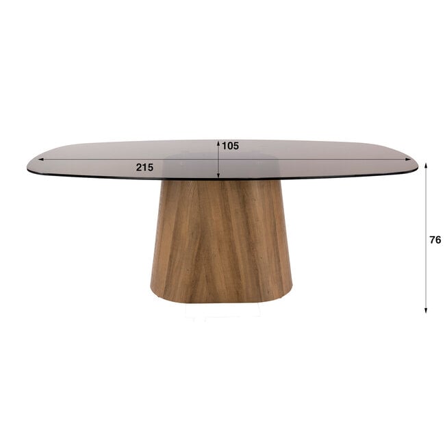 WoonStijl Eettafel Tinto Centro deens ovaal 215 cm  Brons glas