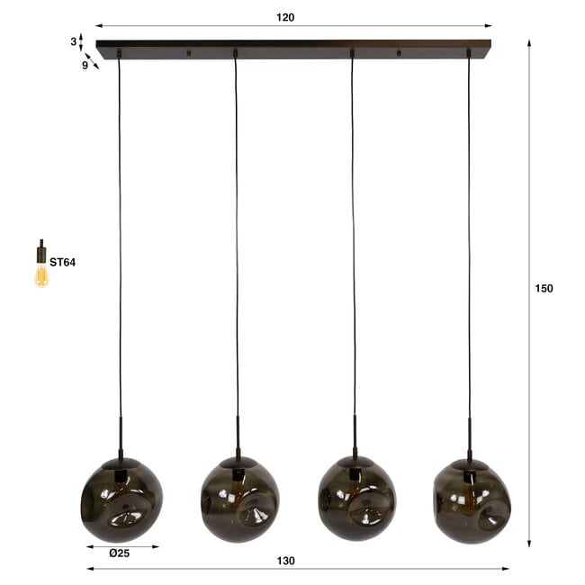 WoonStijl Hanglamp 4L stellar Sienna bruin