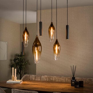 WoonStijl Hanglamp Cocoon pendel 4+3-lichts Sienna bruin-shaded