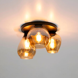 WoonStijl Plafondlamp Mix 3-lichts Amber glas