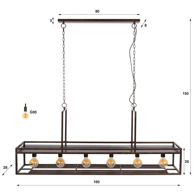 WoonStijl Hanglamp Decorate 6-lichts urban bruin