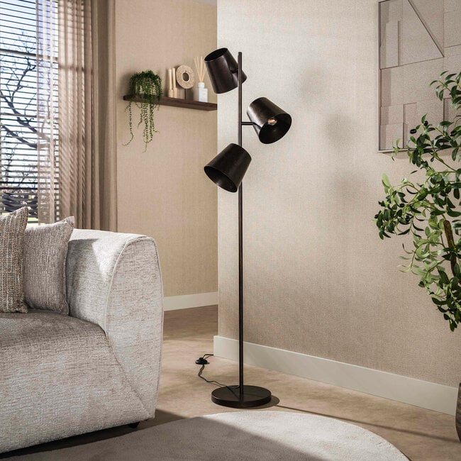 WoonStijl Vloerlamp 3x Kinetic urban bruin