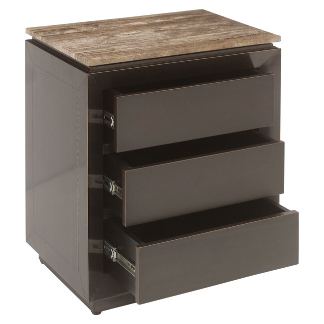 Richmond Interiors  Nachtkastje Russo brown 3-drawers