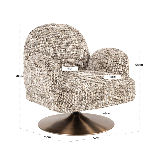 Richmond Interiors  Lounge stoel Kagney brown omara swivel