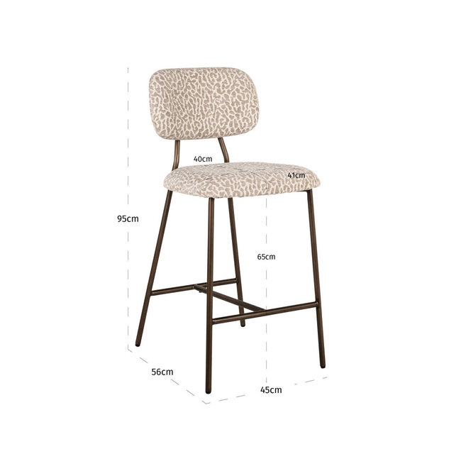 Richmond Interiors  Counterstoel Xenia beige leopard fire retardant (Set of 2)