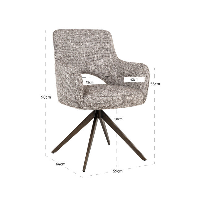 Richmond Interiors  Eetkamerstoel Ginerva earth tweed swivel