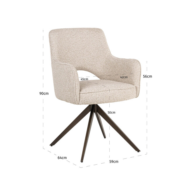Richmond Interiors  Eetkamerstoel Ginerva biscotti swivel