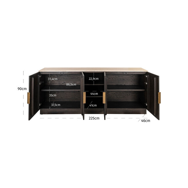 Richmond Interiors  Dressoir Claremont brown  4-doors 2-shelves
