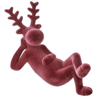 Countryfield Rendier liggend Velvet Adrian bordeaux roze - 15 x 15 x 23 CM
