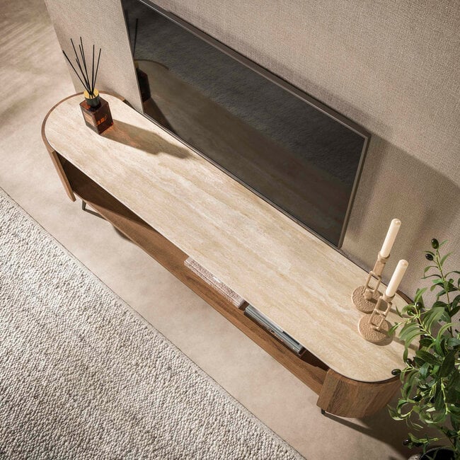 WoonStijl TV-meubel Arcus 180cm Keramiek travertin