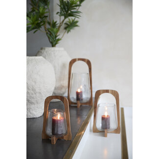 Light en Living Windlicht Ø26x48 cm ANOSY glas helder+hout naturel