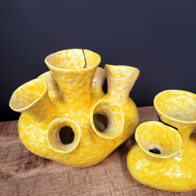 Light en Living Vaas deco  28,5x26x26 cm SIAJO keramiek geel-oranje