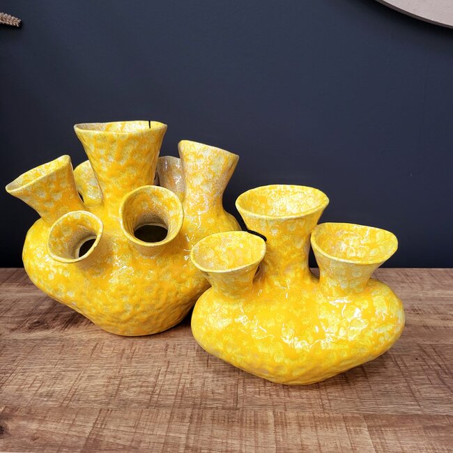 Light en Living Vaas deco 22,5x13,5x20 cm SIAJO keramiek geel-oranje