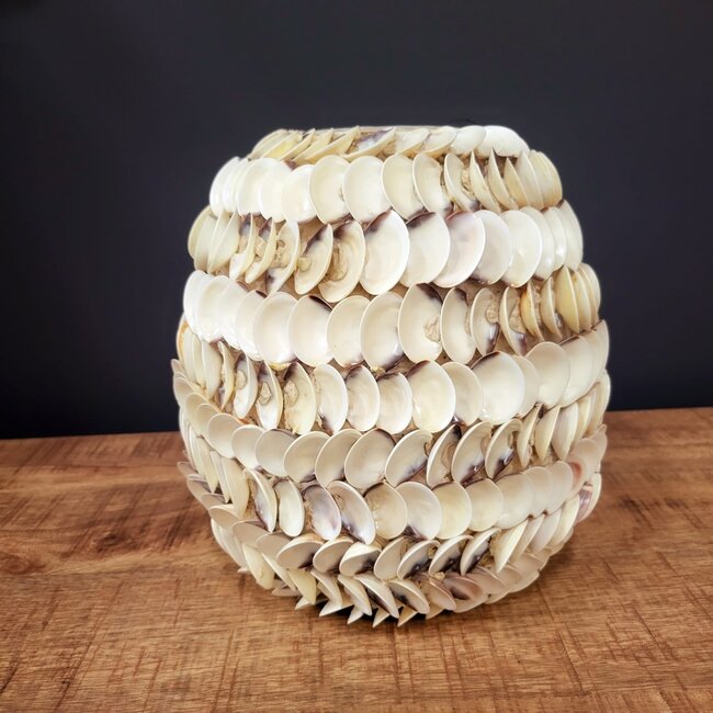 Light en Living Vaas deco  SARRIA Ø26 x 27 bamboo + schelp creme