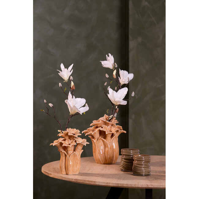 Light en Living Windlicht Ø11,5x10,5 cm MILYAN glas melk olijfgroen