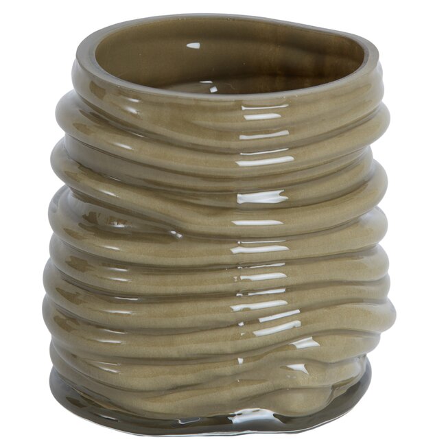 Light en Living Windlicht Ø11,5x10,5 cm MILYAN glas melk olijfgroen