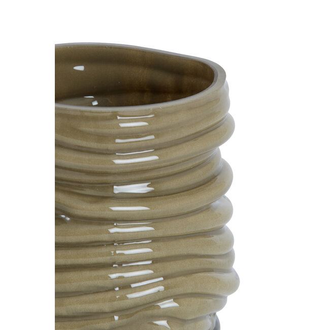 Light en Living Windlicht Ø10x9 cm MILYAN glas melk olijfgroen