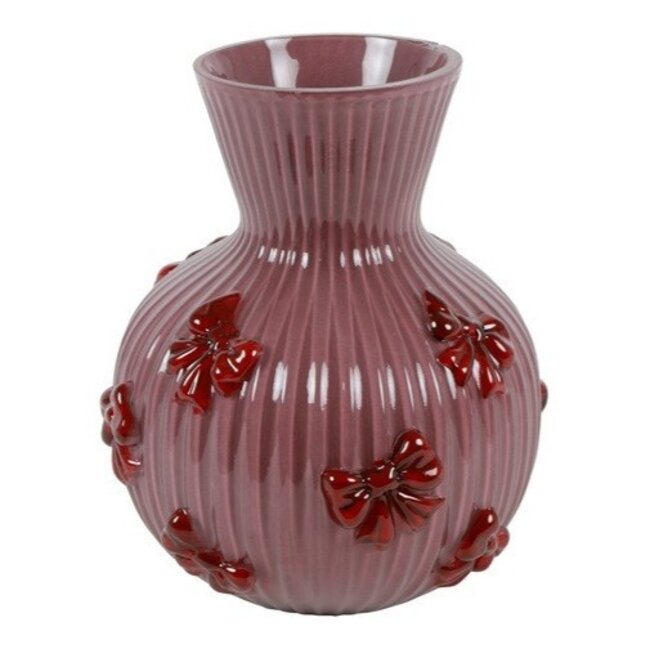 Countryfield Vaas met strik Noé L paars rood 24 x 24 x 27,5 cm - Copy