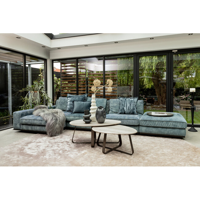 PTMD Salontafel Muka wit marmeren blad en grijs onderstel - laag