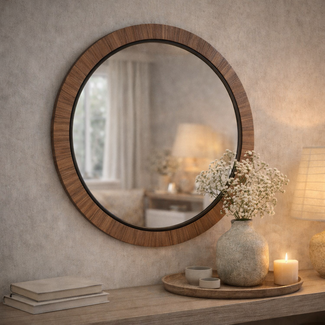 PTMD Spiegel Tiess rond Naturel klein