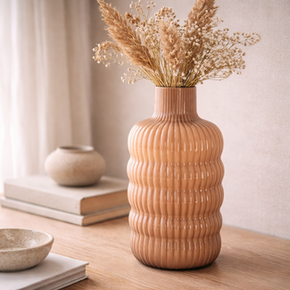 Light en Living Vaas Ø15,5x30 cm LUNETTE glas caramel