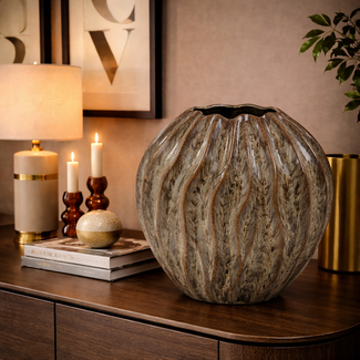 Countryfield Vaas ovaal Korali L bruin / crème - 41 x 20 x 42 cm