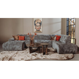 Tower Living Memphis Chaise Longue – 3 zits - Ottoman Rechts - Haga 16 charcoal